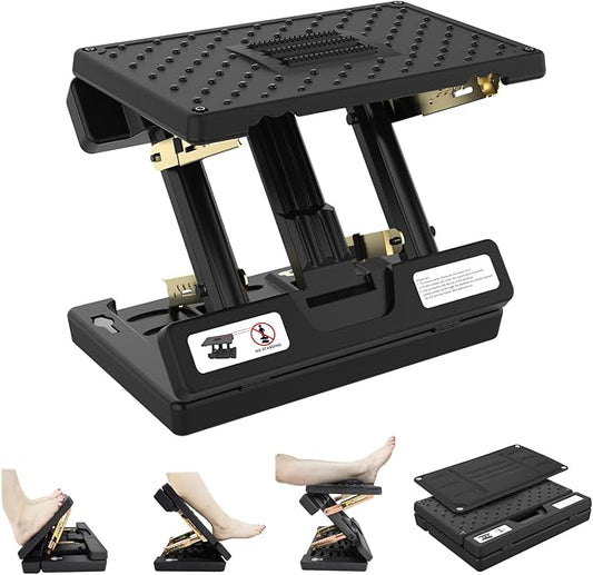 Foot Rest for Under Desk at Work,Height Adjustable footrest,with Massage Roller and Soft Pad,Foldable, Ergonomic,for Car,Office,Computer,Gaming,Adjustable Metal Frame,All-Season Use(Black)