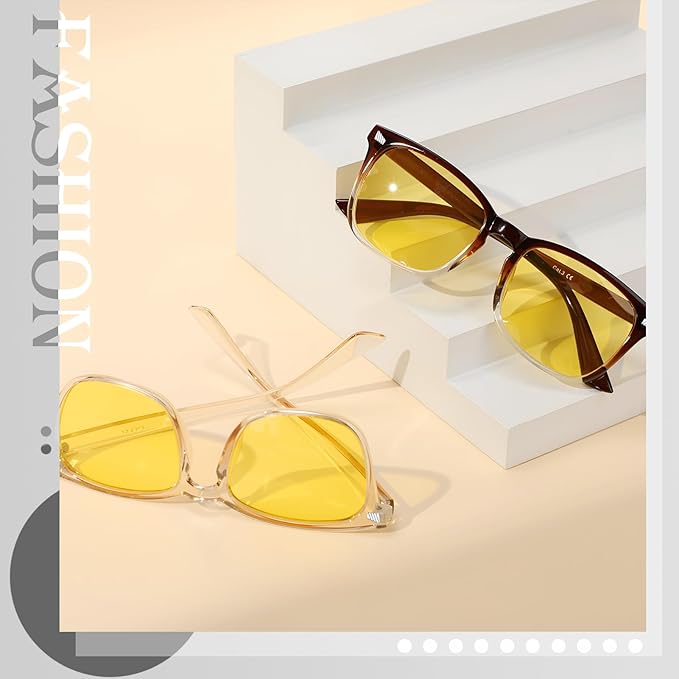 Polarized Sunglasses for Women Men, Night Driving Glasses Anti Glare Yellow Lens UV 400 for Day Night Use