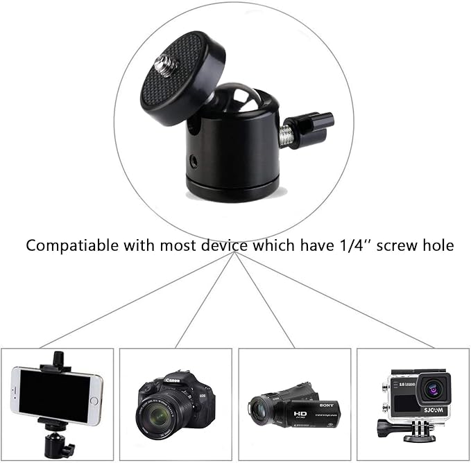Universal 1/4" Swivel Mini Ball Head Screw Tripod Mount???2 Pack???, EszkozTA360 Degree Rotating Mount Base Adapter for DSLR Cameras HTC Vive Tripods Monopods Camcorder Light Stand?€? - Image 6