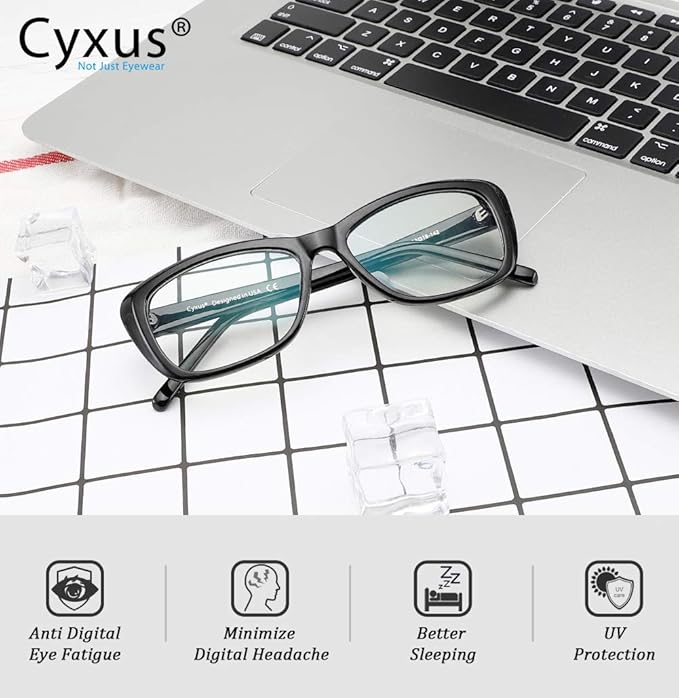 Cyxus Semi Rim Blue Light Glasses for Men Women TR90 Metal Frame UV Blocking Computer Glasses Clear Lens Square Eyewear