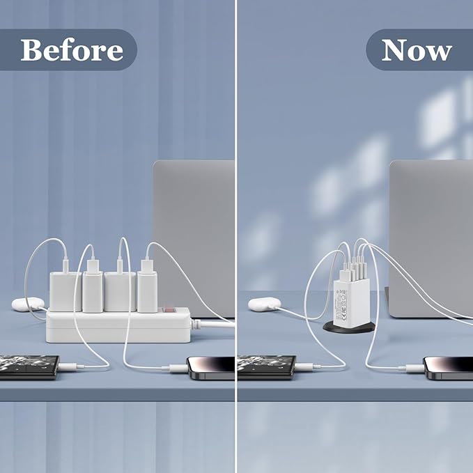 USB C Wall Charger, 50W 5 - Port Charger Block, Fast Charging 3 Type - C + 2 QC Wall Plug Multiport for iPhone 12/13/14/15, PD Fast Charger Power Adapter for Samsung S23/S22/S21/Tablet