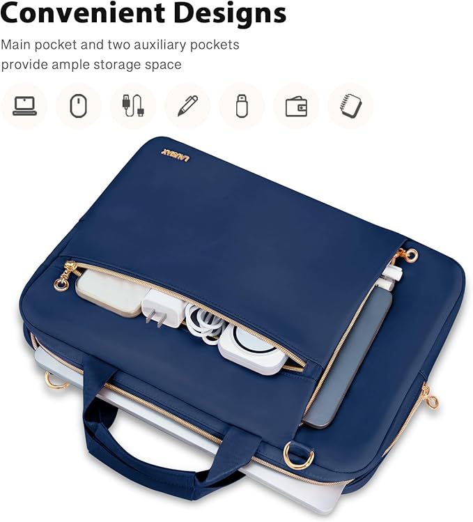 Laptop Case Bag Women Men Computer Sleeve Compatible with MacBook/Dell/HP/Acer/ASUS/LG, Waterproof Shoulder Carrying Briefcase, Blue, 15.6-16 Inch