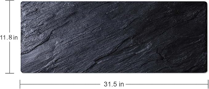 Black Grey Slate Large Gaming Mouse Pad,Mouse Pad Gaming 31.5 x 11.8 in Mouse Mat Desk Pad,Large Desk Mat,Extended Keyboard Mousepad with Non-Slip Base and Stitched Edge for Desk Home Office