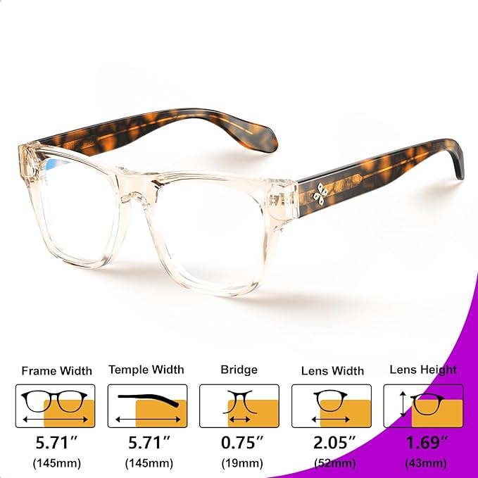 VISOONE Square Blue Light Blocking Glasses TR90 Clear Lens for Women Men BONA