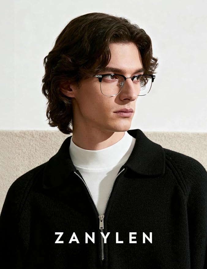 ZanyLen Blue Blocker Glasses for Men Metal Browline Computer Gaming Glasses Filter Blue Ray