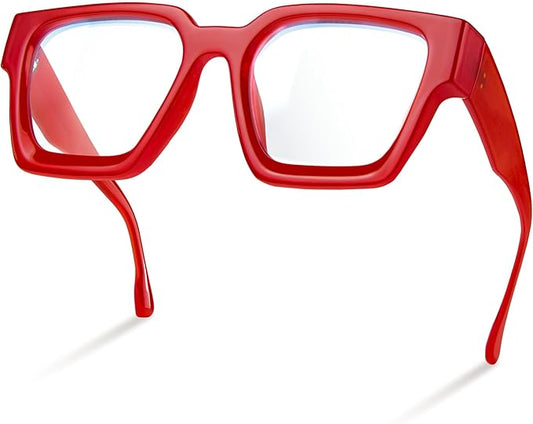 livho Oversized Eyewear Frame for Woman and Men - Rectangle Fashion Glasses for Computer, Chic Preppy Frame