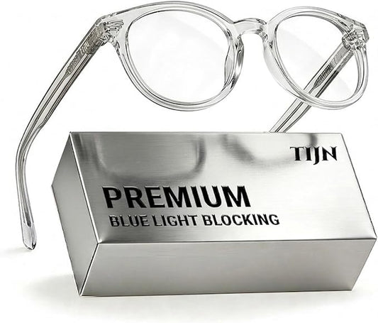 TIJN Blue Light Blocking Glasses Men Women Vintage Thick Round Rim Frame Eyeglasses