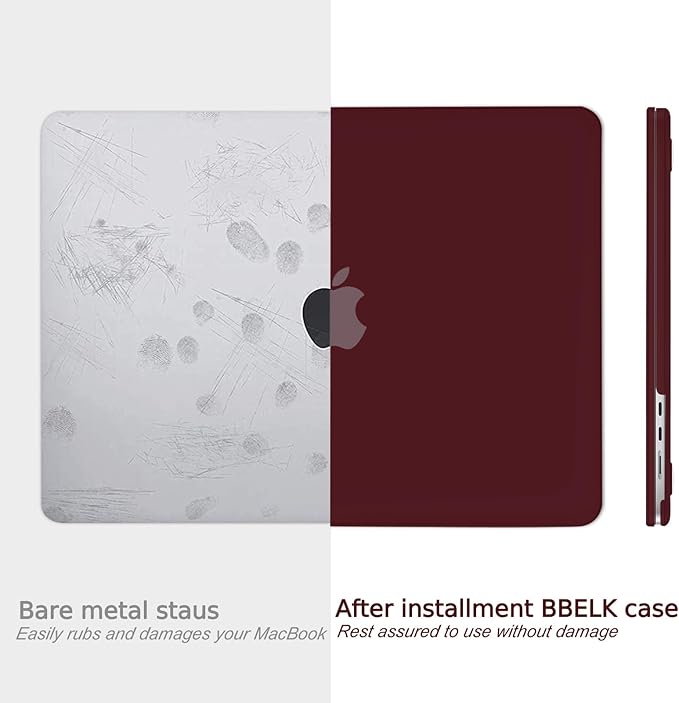 B BELK Compatible with MacBook Air 13 inch Case M5 2026 2025-2022 M4 M3 M2 A3449 A3240 A3113 A2681, Plastic Hard Shell Case+Keyboard Cover+Screen Protector for MacBook Air 13.6 inch Case, Marsala Red