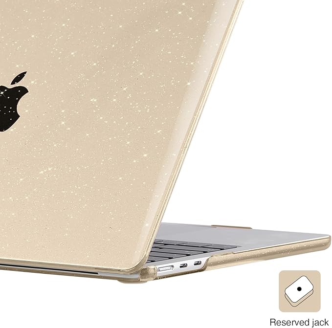 EooCoo Case Compatible with MacBook Air 13 inch M5 2026-2022 Release M4 M3 M2 A3449 A3240 A3113 A2681, Glitter Hard Shell&Keyboard Skin Cover&Screen Protector for Mac Air 13.6 inch, Sparkly Starlight