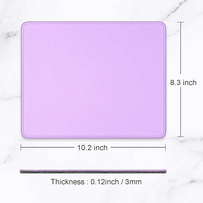 Hsurbtra Mouse Pad, Premium-Textured Square Mousepad 10.2 x 8.3 Inch, Stitched Edge Anti-Slip Waterproof Rubber Pretty Cute Computer Mat for Office Gaming Laptop Women Kids Vanilla Purple