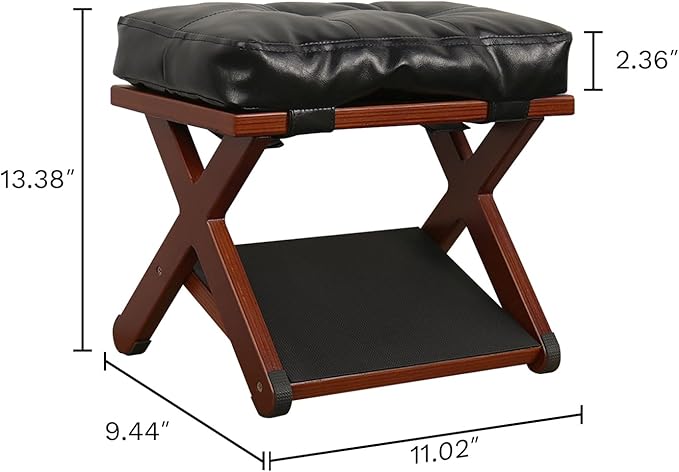 Ergonomic Wooden Double Step Foot Rest for Under Desk - Wood Footstool with Non-Slip Surface for Home Office & Gaming - Comfortable Posture Support, Walnut Finish