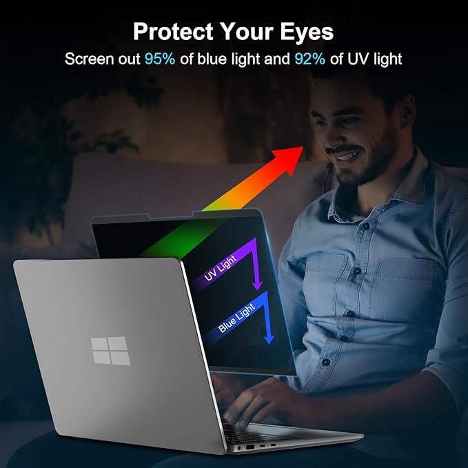 Magnetic Privacy Screen for 13.5 Inch Microsoft Surface Laptop 5, Removable Anti Glare Surface Laptop 13.5 Screen Protector, Blue Light Filter, Anti Spy Easy Install