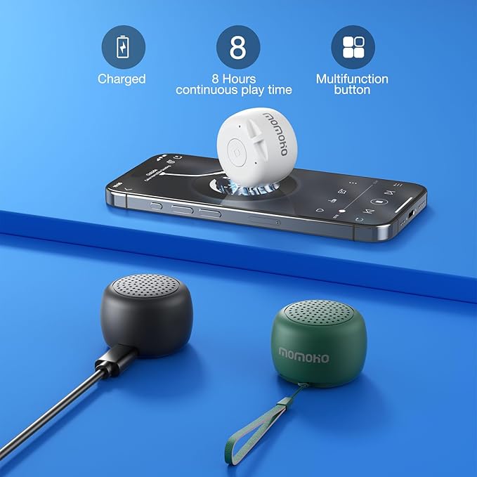 Mini Bluetooth Speaker - Small Size but Great Sound Quality,with Built in Mic,TWS Pairing Portable Speaker for Home/Outdoor/Travel, Smartphone, Laptop (White)