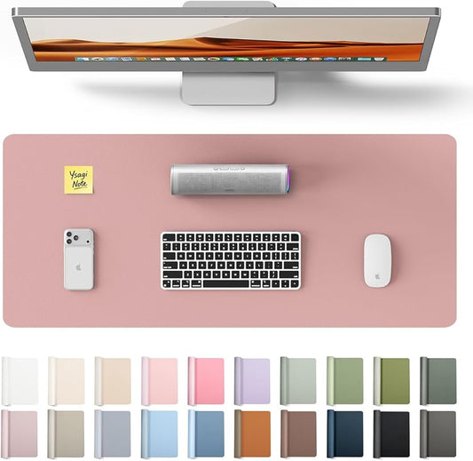 YSAGi Leather Desk Protector, Office Mat, Large Mouse Mat, Non-Slip PU Leather Blotter, Laptop Desk Pad, Waterproof Writing Pad for Office and Home (Pale Mauve, 23.6" x 13.8")