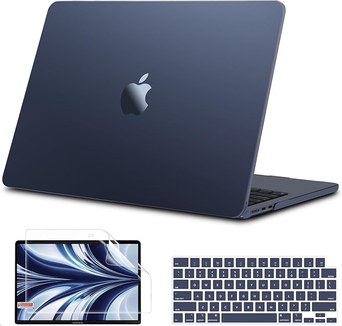 B BELK Compatible with MacBook Air 13 inch Case M5 2026 2025-2022 M4 M3 M2 A3449 A3240 A3113 A2681,[100% Official Color] [Slim Armor] Plastic Hard Shell Case for MacBook Air 13.6 inch, Midnight Clear