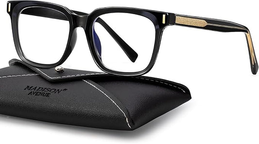 Madison Avenue Trendy Sqaure Blue Light Blocking Glasses for Women with Case, Stylish Anti Glare Glasses for Computer