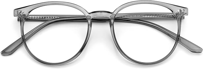 Blue Light Blocking Glasses for Women and Men, Round Frame Computer Gaming Anti Eyestrain & UV Glare RF6213 (Smoke Grey)
