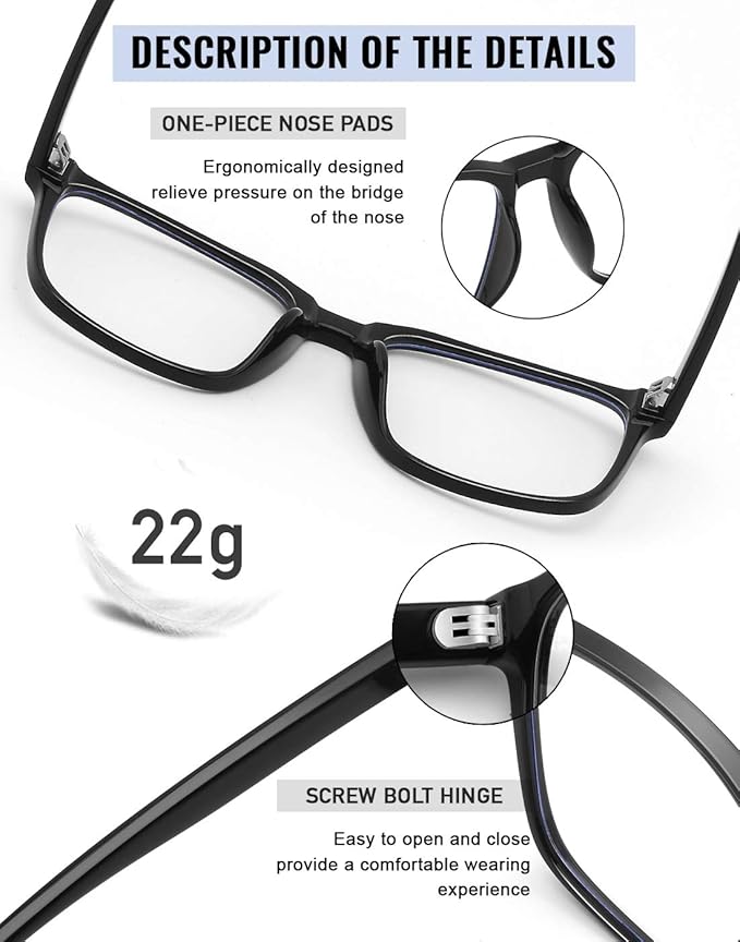 TEAPLMTT Blue Light Blocking Glasses Oversized Square Computer Glasses Anti Blue Light for Women Men
