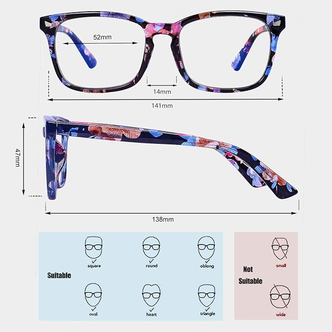 MAXJULI Blue Light Blocking Glasses,Computer Reading/Gaming/TV/Phones Glasses for Women Men(Flower Black)