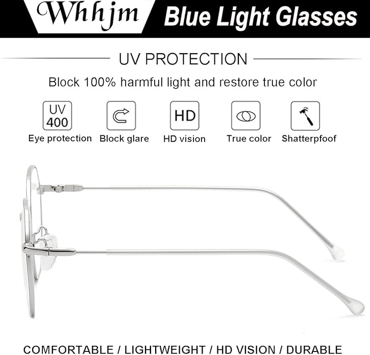 Polygon Blue Light Blocking Glasses for Women Men Retro Octagon Square Non-prescription Metal Frame Eyeglasses