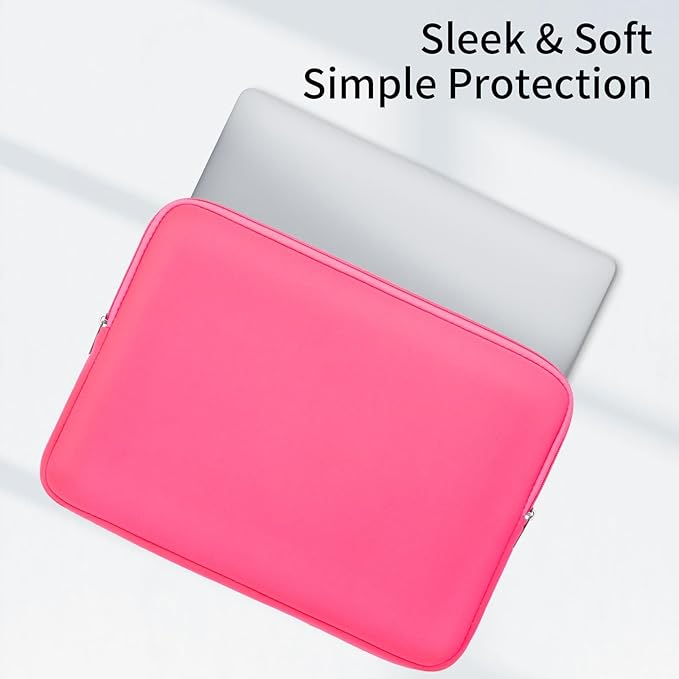 RAINYEAR 16 Inch Laptop Sleeve Protective Soft Case with Accessories Pouch, Specially Compatible with 16" MacBook Pro M1 M2 M3 M4 M5 Pro/Max A3403 A3186 A3428 A3429 (Bright Pink)