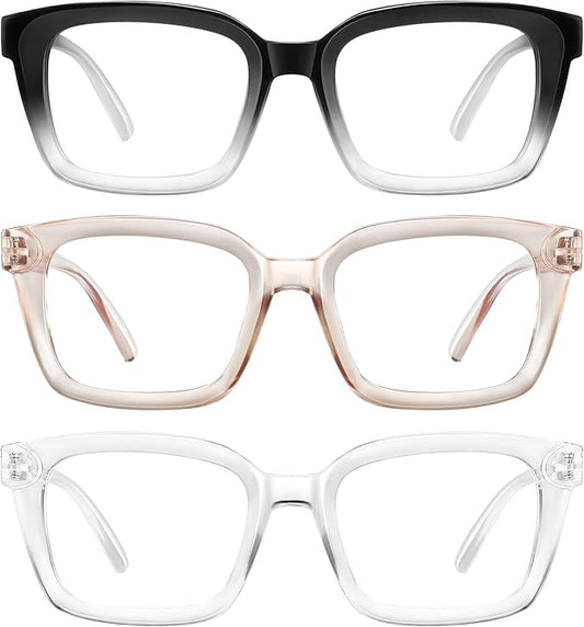 XVXV Reading Glasses for Women Men - Blue Light Blocking Readers Oversize Square Anti Glare with Spring Hinge