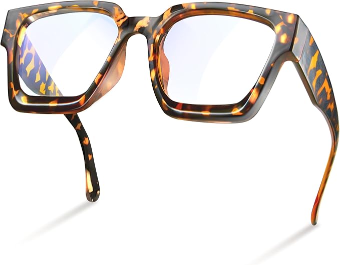 livho Oversized Eyewear Frame for Woman and Men - Rectangle Fashion Glasses for Computer, Chic Preppy Frame