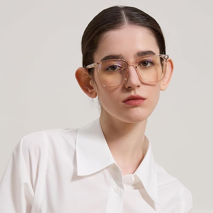 Oversized Square Blue Light Blocking Glasses for Women Men, Anti-Fatigue Computer Monitor Glasses Reduce Eye Strain