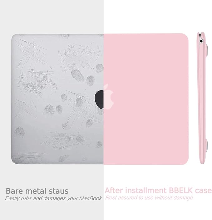 B BELK Compatible with MacBook Air 13 inch Case 2022 2021 2020 2019 2018 Release A2337 M1 A2179 A1932 with Touch ID, Plastic Laptop Hard Shell Case + Keyboard Cover + Screen Protector, Rose Quartz