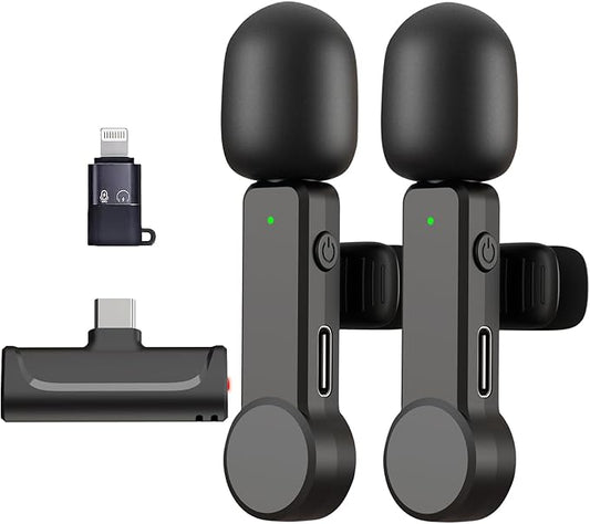 Wireless Lavalier Microphone for iPhone 15 Android iPad - Cordless USB-C Mic for Video Recording Vlog, Crystal Clear Sound, Noise Reduction