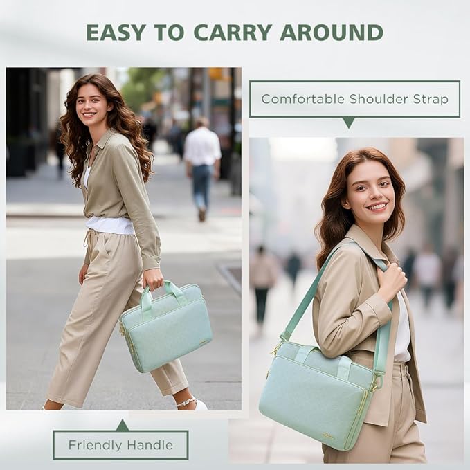 KIZUNA Laptop Sleeve Case 17 Inch Computer Shoulder Bag for 17.3" Lenovo ThinkBook Plus/IdeaPad 3i Gen7/ASUS Vivobook/ZenBook Pro/LG gram/MSI 17/Dell XPS/HP ENVY,Green