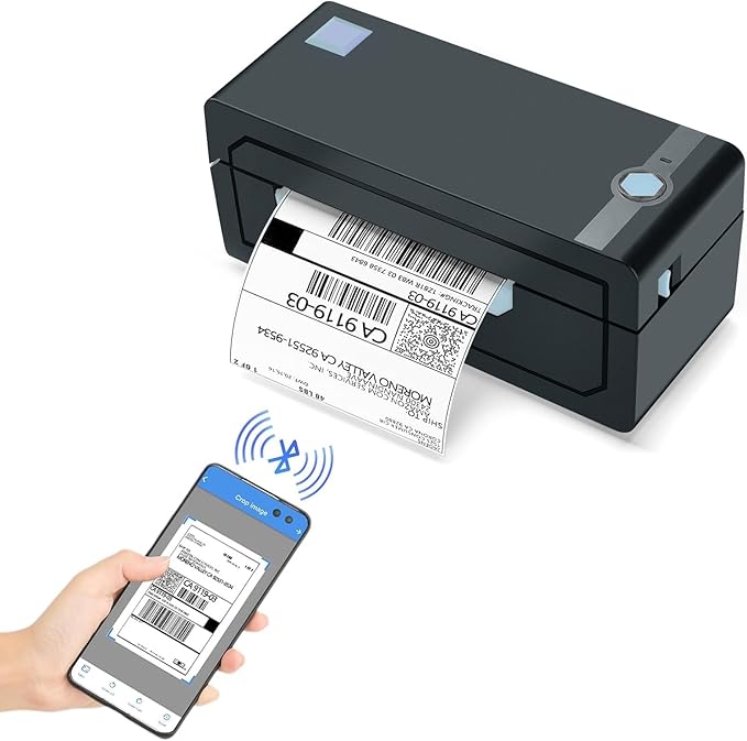 JADENS Bluetooth Thermal Shipping Label Printer – Wireless 4x6 Shipping Label Printer, Compatible with Android, iPhone, Windows & Mac, Widely Used for, Amazon, Shopify, Etsy, USPS(Blue)
