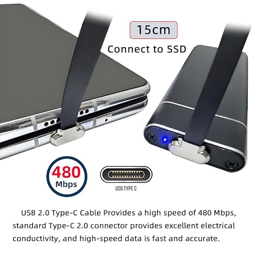 chenyang USB C Short Flat Cable,USB 2.0 Type C Dual 90 Degree Angled PD 65W Fast Charge Data Extension Cable 5.91 Inch/15CM