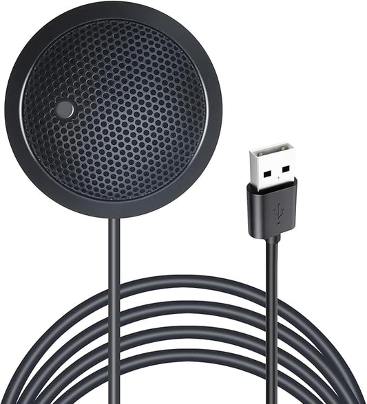 USB Microphone,Desktop Computer Mic, USB Conference Microphone with Mute Key, Plug & Play 360°Omnidirectional Condenser PC Laptop Mics,for Online Calls/Class/Recording Video (Not a Speaker)
