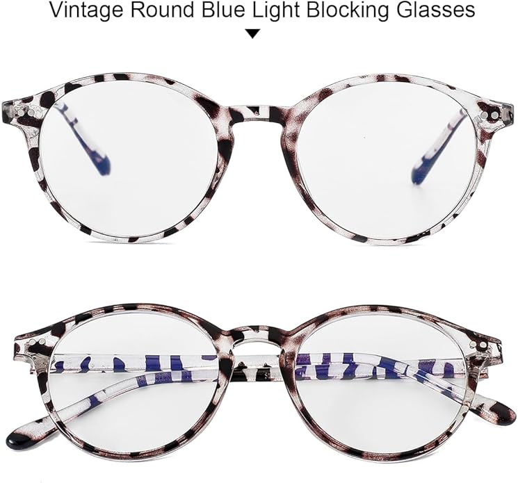 Gleyemor Blue Light Glasses for Men Women, Vintage Round Frame Computer Eyeglasses