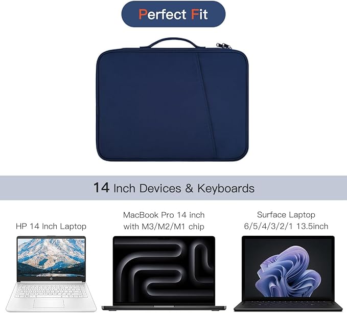 Protective Laptop Sleeve Bag for MacBook Pro 14 inch with M5 M4 M3 M2 M1 Chips Pro Max A3426 A3427 A3434 A3112 A3401 A3185 A2992 A2442 2026-2021, Apple MacBook Carrying Case with Accessory Pocket-Blue