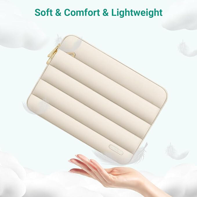 MOSISO Laptop Case 13.3 inch,13-13.3 inch Puffy Laptop Sleeve Compatible with MacBook Air 13.6 M5 M4 M3 M2 M1/Neo/Pro 13/14,HP Dell ASUS Lenovo,Polyester Horizontal Bag with Small Case, Starlight