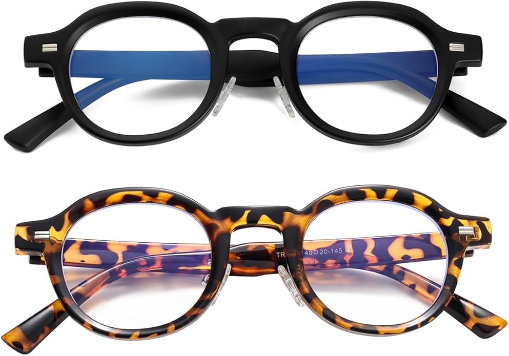 JOVAKIT Trendy Round Blue Light Blocking Glasses for Women Men Retro Vintage Circle Style Non-prescription Computer Glasses