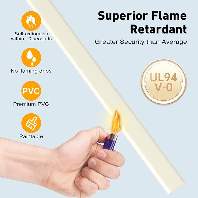 Delamu Beige Cord Hider, 56.7in Beige Cable Hider, Cord Covers for Wires on Wall, Wire Hider Wire Covers for 2-3 Cords for TV on Wall, Easier Setup Cable Cover Management, 4X L14.2 W0.94 H0.47in - Image 6