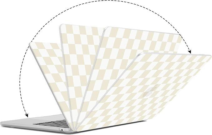 G JGOO Compatible with MacBook Air 13 inch Case 2026 2025-2022 M5 A3449 M4 A3240 M3 A3113 M2 A2681, Hard Shell for MacBook Air 13.6 inch Case + Keyboard Cover + Screen Protector, Beige Checkered