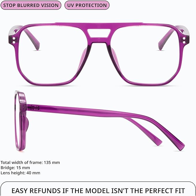 livho Retro Aviator Blue Light Blocking Glasses for Women Men with Soft Case, Trendy Rectangle Computer Eyeglasses