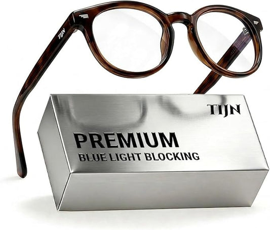 TIJN Blue Light Blocking Glasses Men Women Vintage Thick Round Rim Frame Eyeglasses