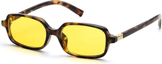 Retro Rectangle Blue Light Blocking Glasses for Women 90s Fake Eyeglasses Y2K Fashion Computer Glasses Tortoise Frame
