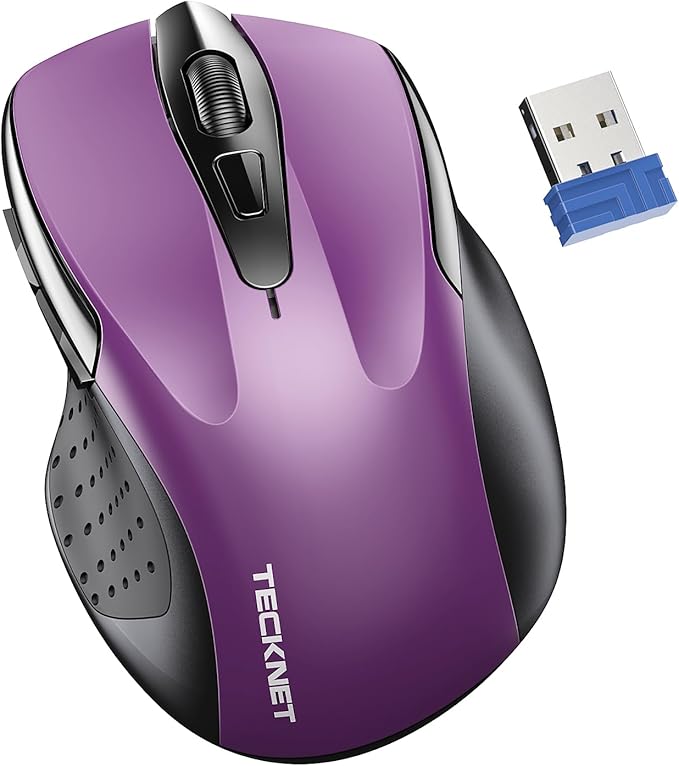 TECKNET Wireless Mouse for Laptop, Silent Mouse Quiet Click, Computer Mice Wireless, 6 Adjustable 4000 DPI Computer Mice - Purple