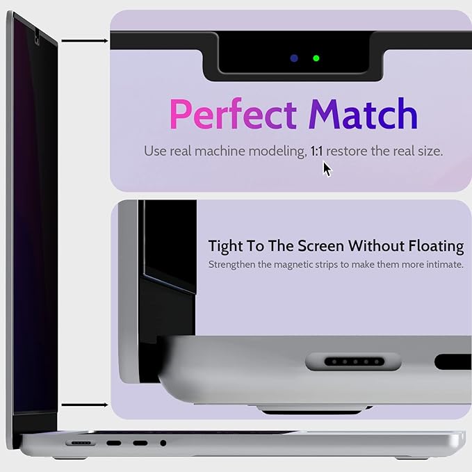Peslv Magnetic Privacy Screen for MacBook Pro 14 Inch (2021-2026, M1, M2, M3, M4, M5), Removable Matte Blue Light Glare Filter for Mac Pro 14.2" Laptop Computer