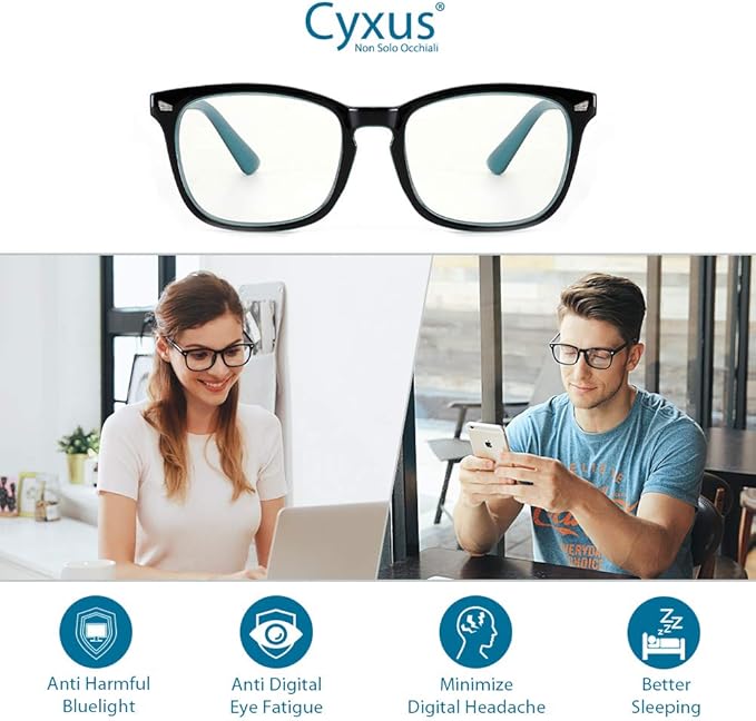 Cyxus Blue Light Glasses Men Women Reduce Eye Strain UV Blocking for Office Work Computer Screen 8082