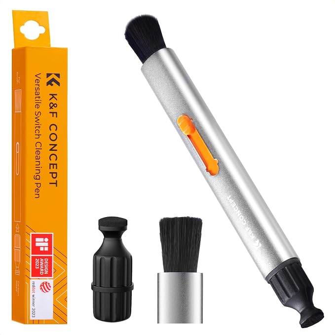 K&F Concept Multifunctional Lens Pen with Aluminum Alloy Pen Body, Carbon Head Camera Lens Brush for Canon, Nikon, Pentax, Sony Digital Camera Cleaning,AR VR Glasses Cleaning by KFCONCEPT
