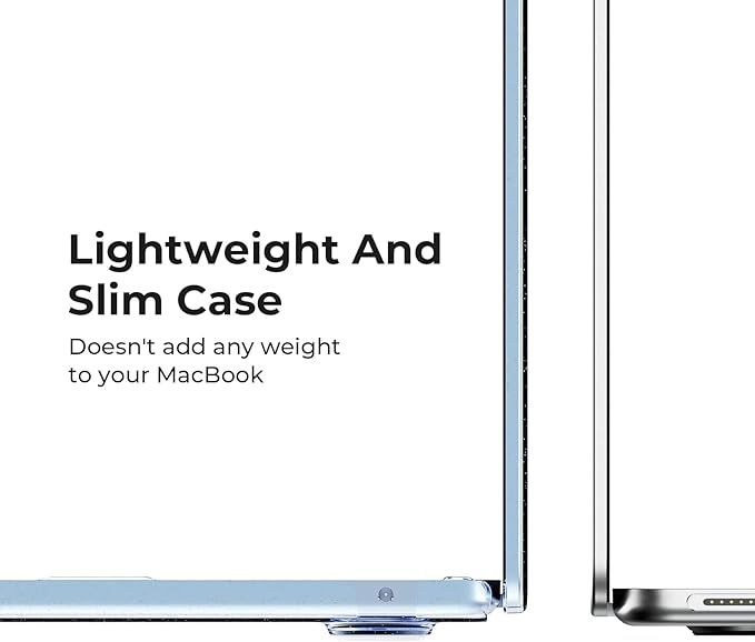 EooCoo Case Compatible with MacBook Air 13 inch M5 2026-2022 Release M4 M3 M2 A3449 A3240 A3113 A2681, Glitter Hard Shell&Keyboard Skin Cover&Screen Protector for Mac Air 13.6 inch, Sparkly SkyBlue