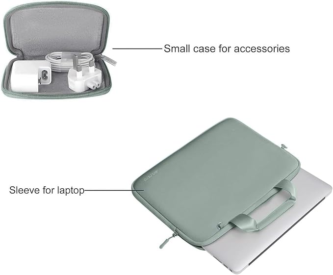 MOSISO Laptop Case 13 inch, Laptop Sleeve Bag Compatible with MacBook Air M5 M4 M3 M2 M1 2026-2018 / Neo 13 / Pro M2 M1, Neoprene Carrying Computer Bag with Handle&Detachable Small Case, Antique Green