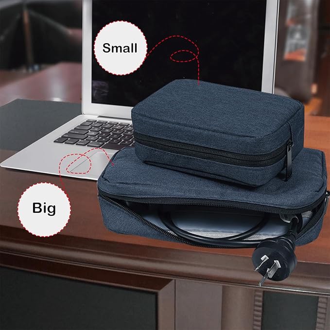 Electronic Organizer Travel Cable Accessories Bag, Electronic Organizer Case, Electronic Accessories Organizer Bag for Cable, Cord, Charger, Phone, Power Bank, Earphone (Big-Navy Blue)
